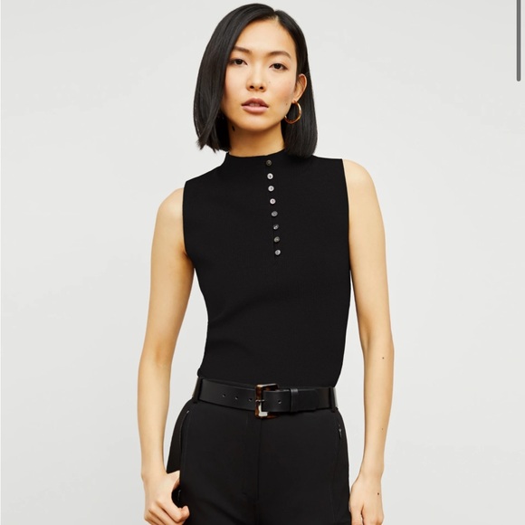 M.M. LaFleur Malki Blouse Jardigan Knit Top Black Button Up Tank - Picture 1 of 4